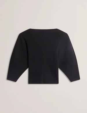 Lilabth sculptured rib sweater in black