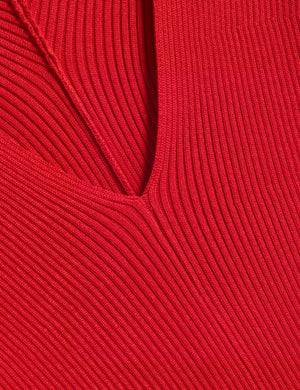 Pricila sculptured knit bodycon dress in burnt red