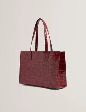 Welona croc effect shopper in wine