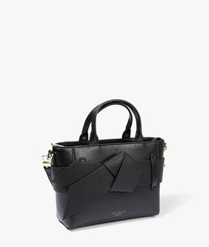 Jimsie mini knot bow bag in black by Ted Baker. EQVVS WOMEN Side Angle Shot.