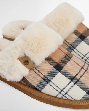 Claudia tartan mule slipper in hessian tartan