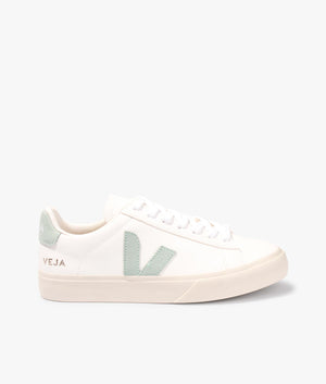 Campo chrome free leather trainer in white & matcha