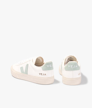 Campo chrome free leather trainer in white & matcha