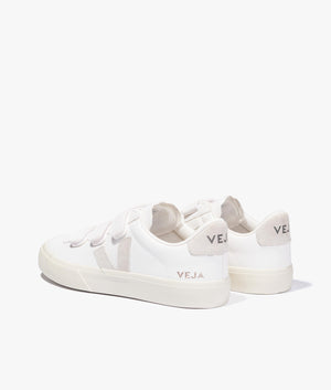 Recife logo chromefree leather trainer in white & natural