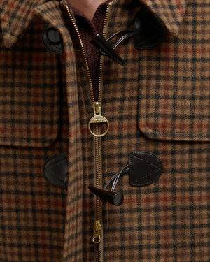 Melody check wool duffle coat in brown