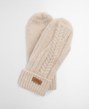 Elsdon knitted mittens in eggshell