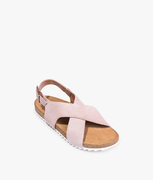 Rochelle crossover sandal in silver peony suede