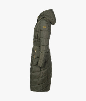Track line quilted coat in envy