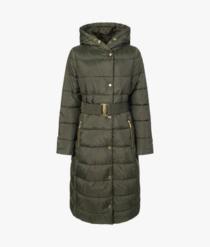 Track line quilted coat in envy