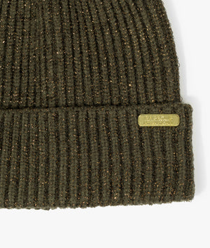 Estoril beanie and scarf set in envy olive
