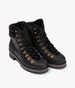 Holly lace up leather boot in black