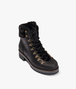 Holly lace up leather boot in black