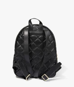 Uxbridge quilted backpack in black by Barbour International. EQVVS WOMEN Back Angle Shot