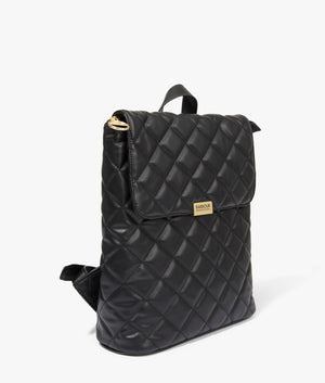 Hoxton backpack in black by Barbour International. EQVVS WOMEN Side Angle Shot.