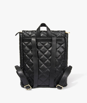 Hoxton backpack in black by Barbour International. EQVVS WOMEN Back Angle Shot.