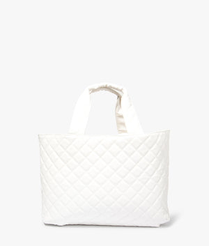 Battersea tote in white by Barbour International. EQVVS WOMEN Back Angle Shot.