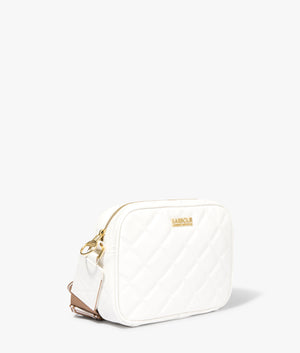 Sloane quilted crossbody in white by Barbour International. EQVVS WOMEN Side Angle Shot.