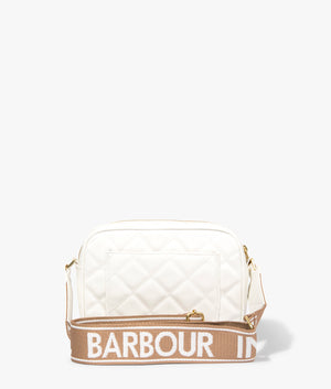 Sloane quilted crossbody in white by Barbour International. EQVVS WOMEN Back Angle Shot.