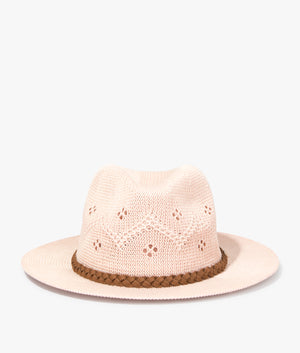 Flowerdale trilby in primrose pink by Barbour. EQVVS WOMEN Front Angle Shot.