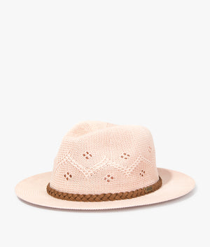 Flowerdale trilby in primrose pink by Barbour. EQVVS WOMEN Side Angle Shot.