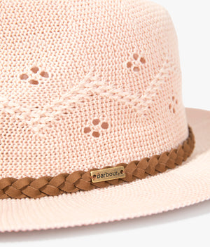 Flowerdale trilby in primrose pink by Barbour. EQVVS WOMEN Detail Shot.