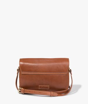 Isla leather crossbody in brown by Barbour. EQVVS WOMEN Back Angle Shot.