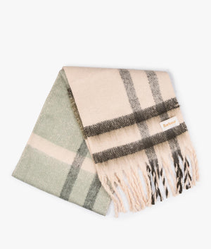 Barbour Isla tartan boucle scarf in soft mint EQVVS Womens