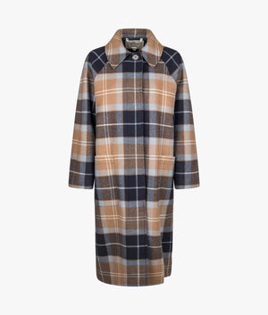 Kira wool car coat in sky dress tartan