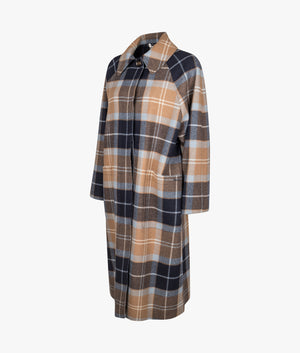 Kira wool car coat in sky dress tartan
