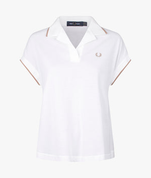 Fred Perry Open collar polo shirt in snow white EQVVS Womens