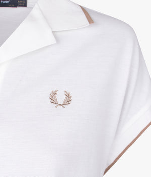 Open collar polo shirt in snow white