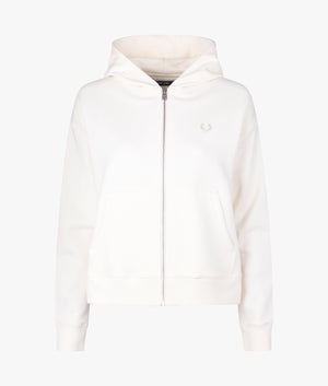 Fishtail hem hooded sweatshirt in ecru