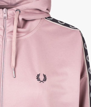 Taped hooded track jacket in dark pink