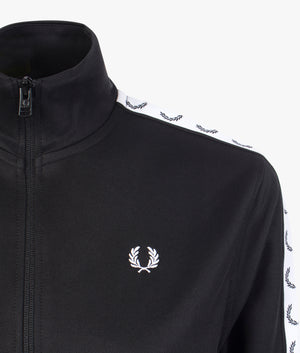 Cropped taped track jacket in black