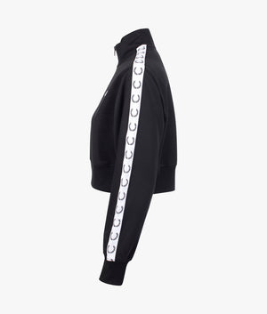 Cropped taped track jacket in black
