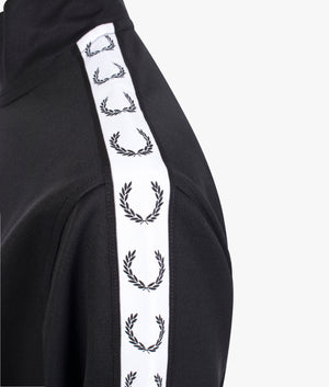 Cropped taped track jacket in black