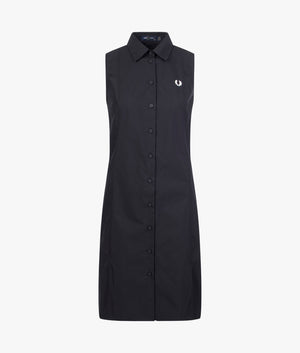 Sleeveless shirt dress in black