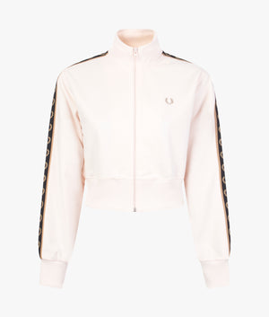 Cropped taped track jacket in silky peach