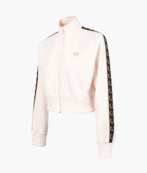 Cropped taped track jacket in silky peach