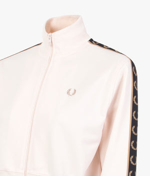 Cropped taped track jacket in silky peach