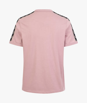 Taped ringer tee shirt in dusty rose pink