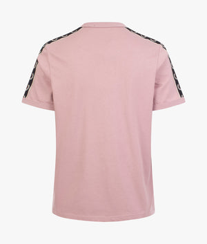 Taped ringer tee shirt in dusty rose pink