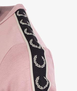 Taped ringer tee shirt in dusty rose pink