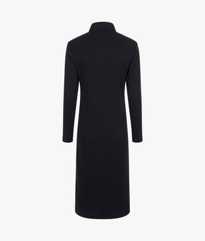 Long sleeved rib shirt dress in black