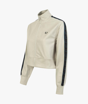 Cropped taped track jacket in light oyster