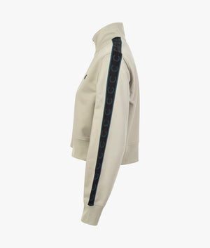 Cropped taped track jacket in light oyster