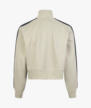 Cropped taped track jacket in light oyster