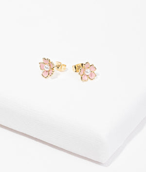 Peti painted flower stud earrings in light pink and pearl