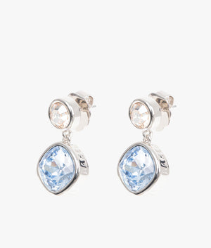 Craset crystal drop earrings in silver, light blue & gold