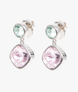 Craset crystal drop earrings in silver, mint & light rose